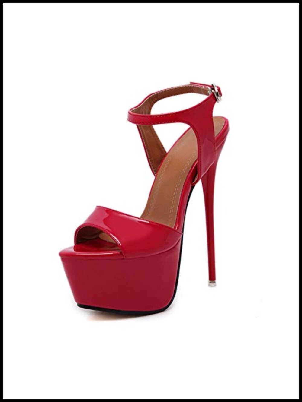 Women's Open Toe Platform Sky High Stiletto Heels Ankle Strap Sandals 6.3" Heel